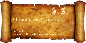 Hilbert Béla névjegykártya